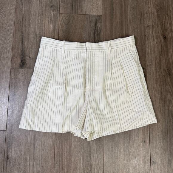 Madewell Pleated Trouser Pinstripe Linen Blend Shorts US Women's 6 - Picture 2 of 8